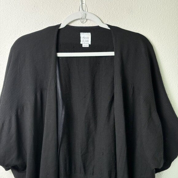 Michelle St John Open Front Cardigan Sweater Knit Size S-XL One Size Black USA - Picture 2 of 11